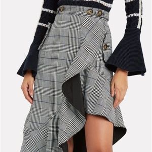Self-Portrait Ruffled Glen Plaid Skirt NWT